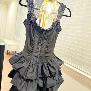 Betsey Johnson Black Ruffled Dress